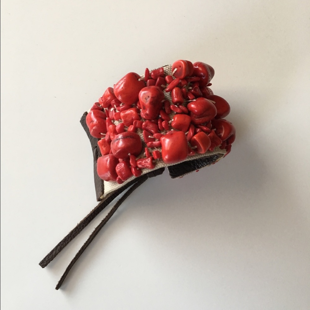 Leather and bead bracelet